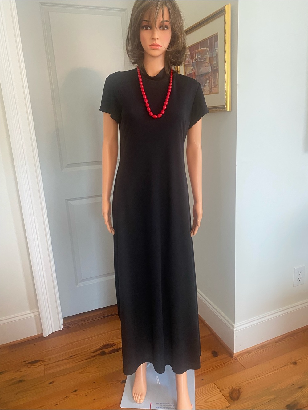 Timeless Black Short-Sleeve Maxi Dress